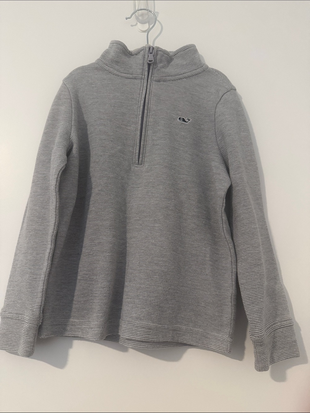 Vineyard Vines Light Gray Ribbed Half-Zip Pullover